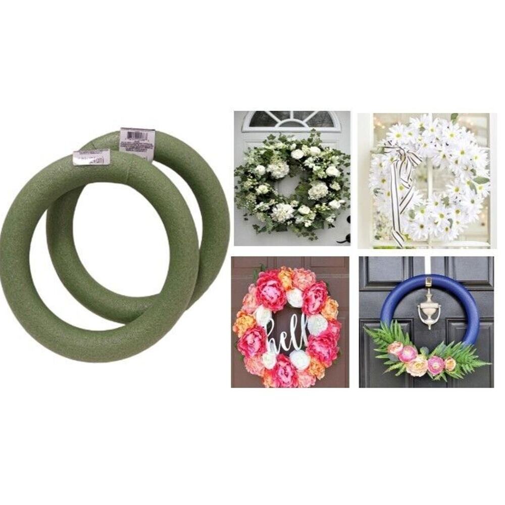 Lot of 2 Green‎ Craft Artisan Floral Foam Rings 9.8 in. New Crafting WREATH Art